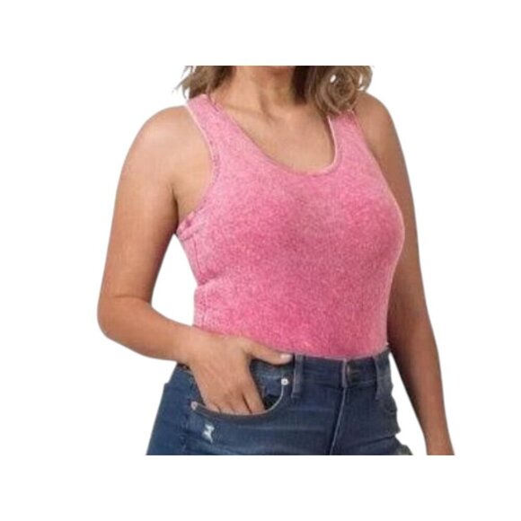 Zenana Acid Washed Racerback Tank Bodysuit I Size: 2X - Picture 1 of 12